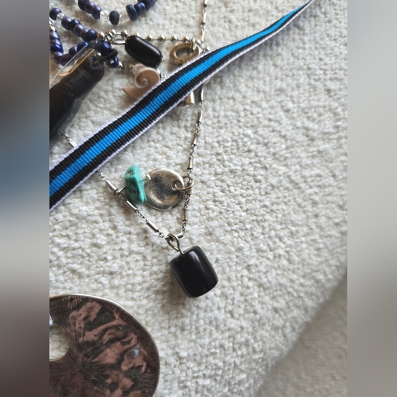 Free People, International Love Layered Necklace, Navy Combo -NEW!! - Picture 7 of 9